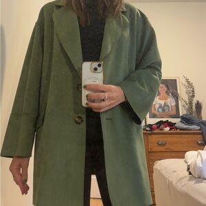Zara Green Oversized Suede-Look Coat